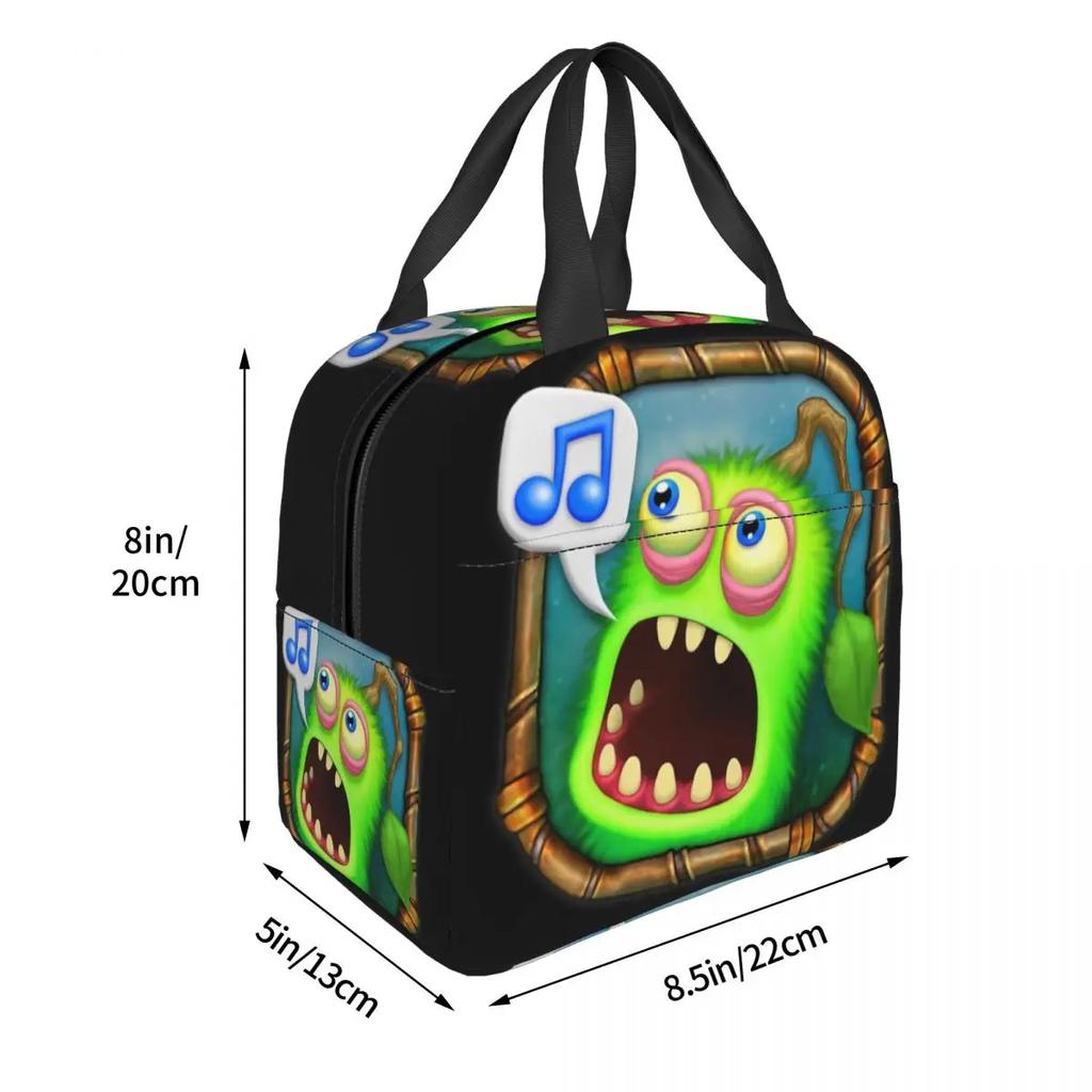 My Singing Monsters Cartoon Insulated Lunch Bag for Camping Travel Video Game Waterproof Thermal Cooler Bento Box Women Kids