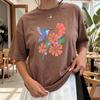 Hummingbird Floral Shirt, Botanical Garden Tee, Boho Wildflower Graphic Top, Retro Bird Nature Apparel, Cottagecore Gardener Gift