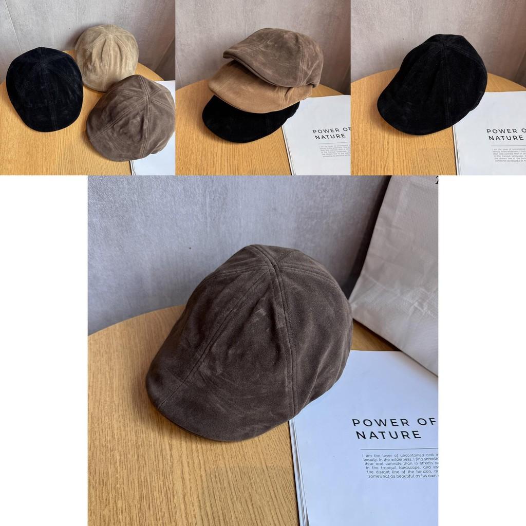 Simple Solid Color Suede Casual Beret For Fall Winter Sun Protection Women