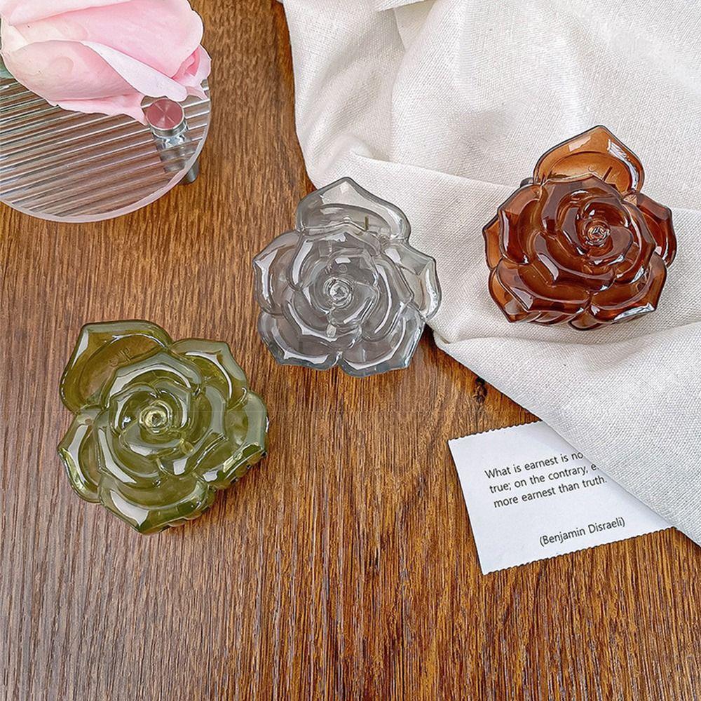 Fashion Design Flower Hair Clip Transparent Acrylic Hair Claw Retro Rose Hair Claw  Beach Vacation