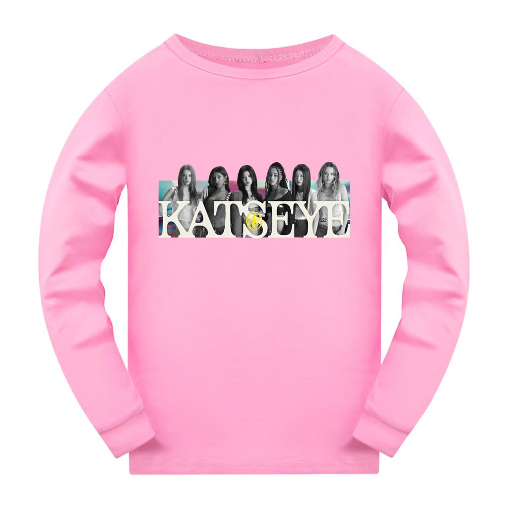 5350 Dětské dívčí tričko s dlouhým rukávem Vzor s potiskem KATSEYE