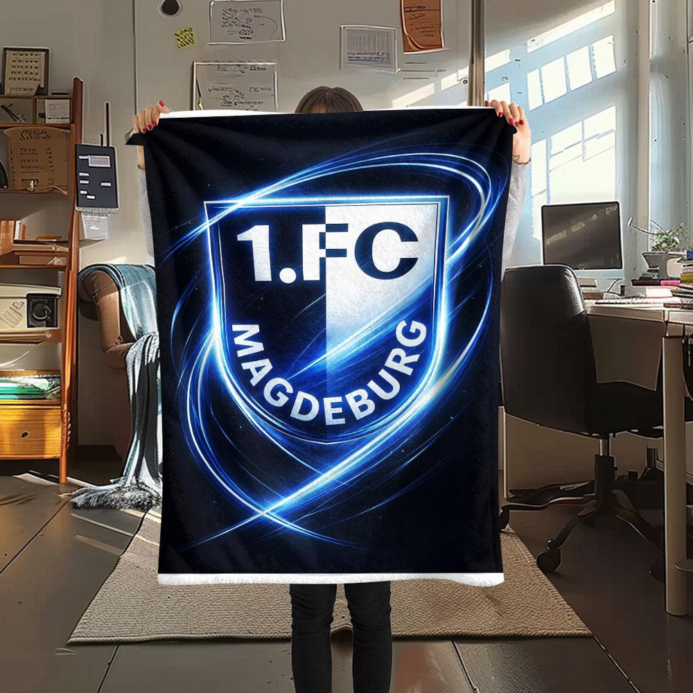 1PC 1. FC Magdeburg Patterned Flannel Blanket Suitable For All Seasons for Home Decor Warmth and Comfort Gifts Holiday Present
