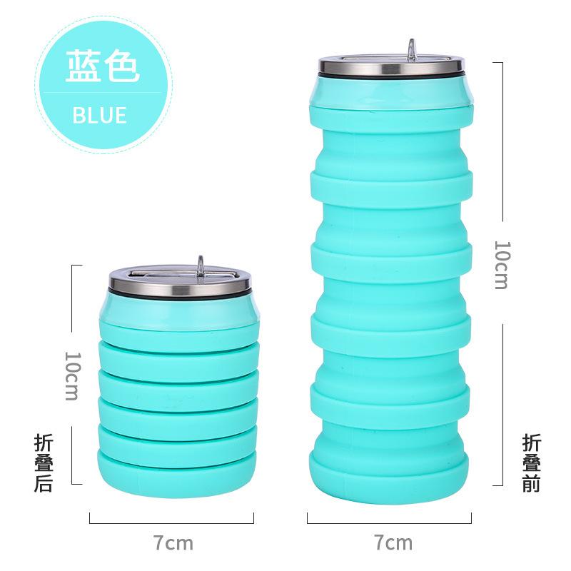 Spot sports outdoor foldable silicone water cup can-shaped retractable water cup water bottle