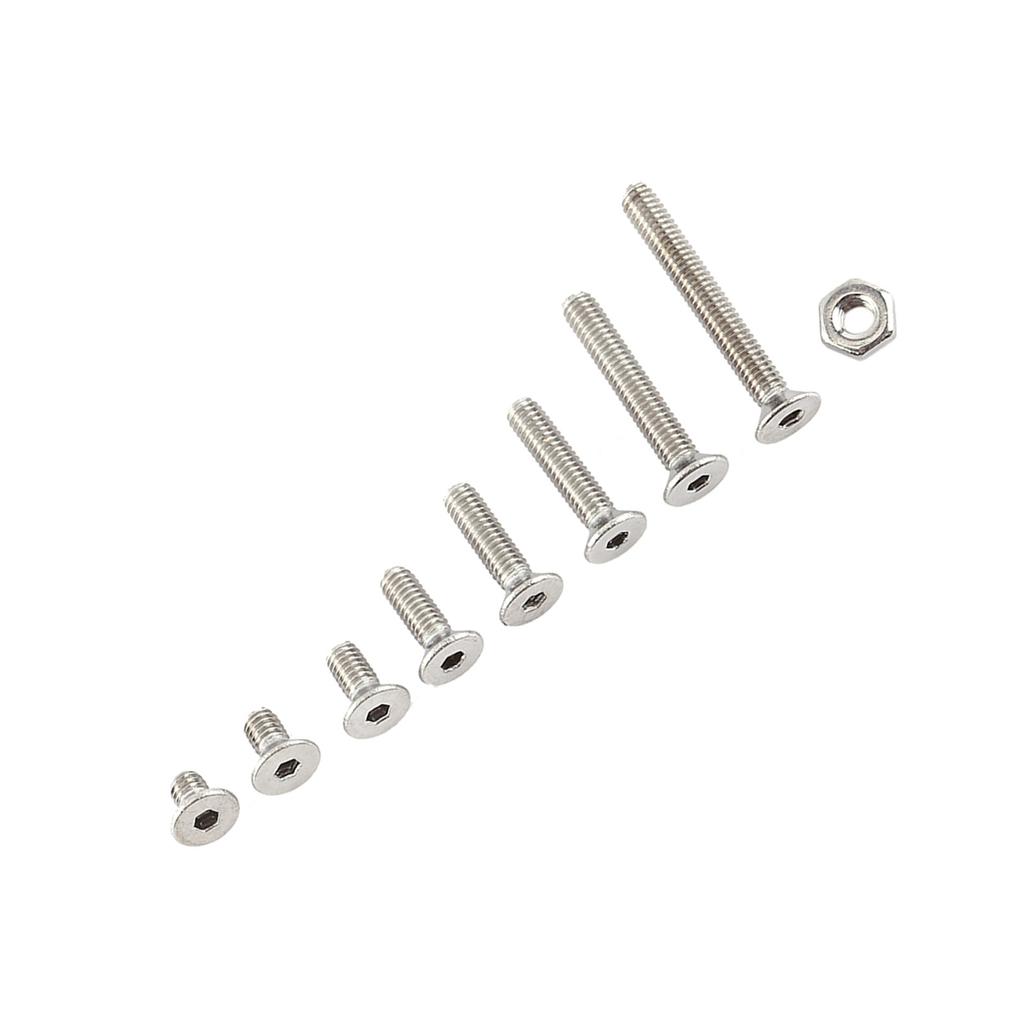 M2.5 A2 Stainless Steel Hex Socket Screws Bolt With Hex Nuts Assortted Set(Flat Head)