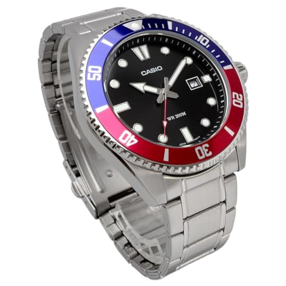 Casio CASIO Standard Analog Sports 20 ATM Water Resistant Watch MDV-107D-1A3V Men's Blue X Red Bezel Metal Band Overseas Model