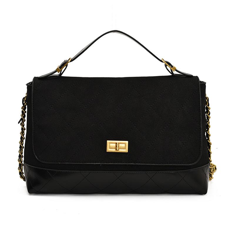 

Textured matte portable lock diamond bag women s new autumn contrasting color chain single shoulder messenger bag tide