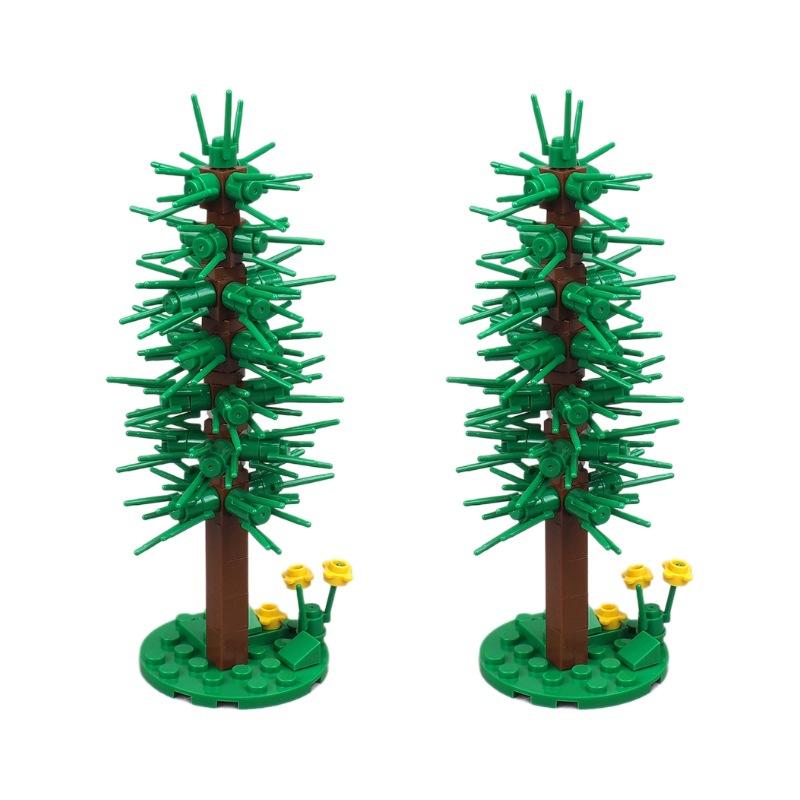 MOC Pflanzen- und Baumteile: Grünes Gras, Kiefern, Blattblumen & Stadtbausteine Zubehör - Bauklötze Set