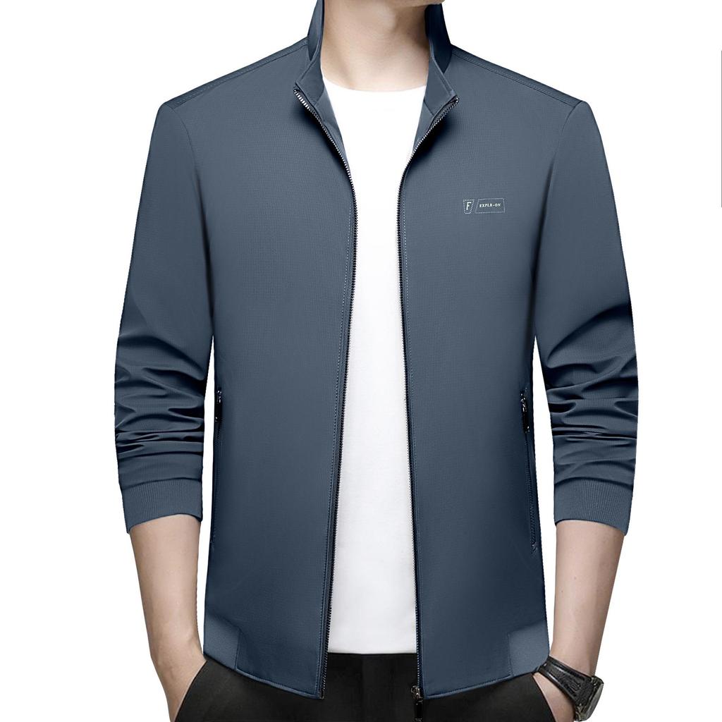 2024 Spring Men's Business Casual Jacket - Solid Color, Versatile Dad Style