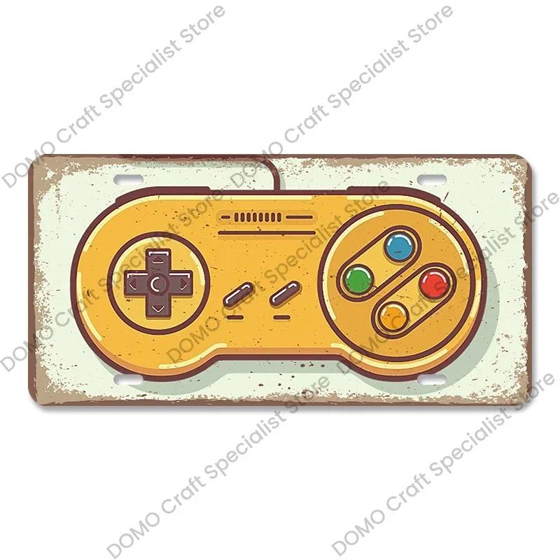 Placă de înmatriculare pentru jocuri video Placă metalică Vintage Playstation Gamer Poster metalic din tablă Decor de perete pentru cameră de joacă pentru băieți acasă