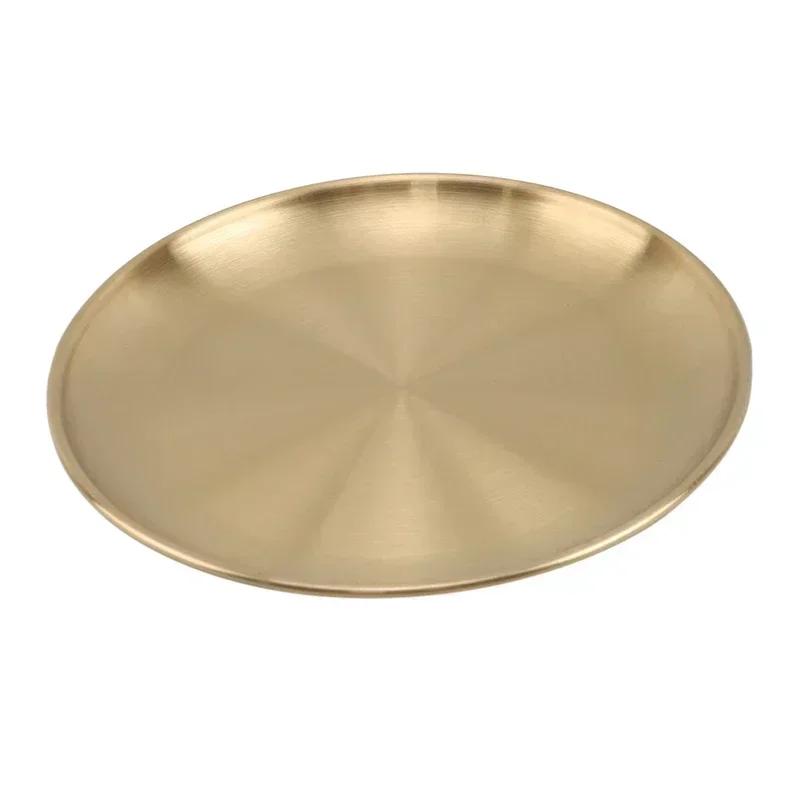Fashion Simple Dinner Plates Gold Dining Plate Serving Dishes Round Plate Cake Tray Western Steak Round Tray Kitchen Plates