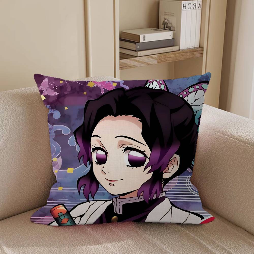 Demon Slayer K-Kochou ShinobuS Pillow Case Removable Washable Cushion Cover – All-Season Soft Linen