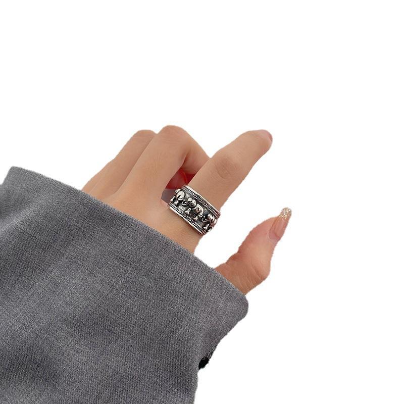 Index Finger Ring Female Hipster Japanese And Korean Retro Ethnic Style Baby Elephant Ring Birthday Gift Korean Jewelry Ring Set
