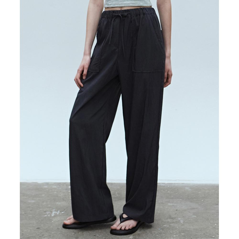 

NICKNICOLE STRING LONG WIDE PANTSCHARCOAL