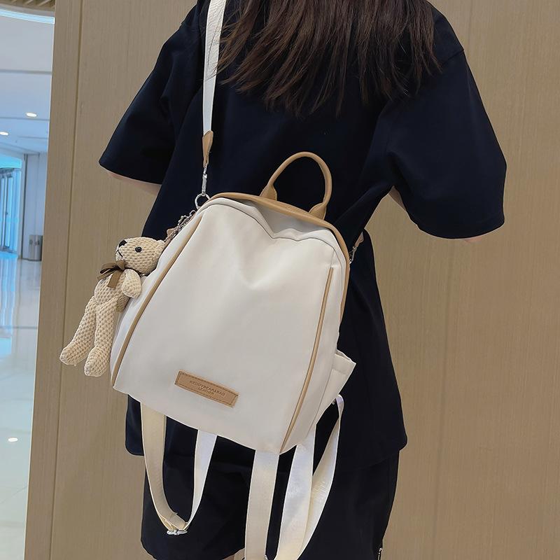 School bag female student Japanese simple ins style niche solid color backpack women's light casual backpack new