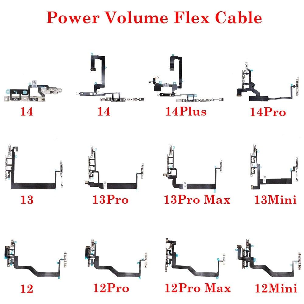 

Новый Power Flex с металлическим держателем, запасные части для iPhone 12 13 14 Plus mini Por Max, переключатель отключения звука, кнопка регулировки громкости, Flex