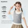 MQDMINI Girls' Antibacterial Lace Trim Fake Two-Piece T-Shirt