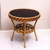 Rattan Woven Tempered Glass Coffee Table for Small Spaces - Handmade, Simple Design for Outdoor Balcony