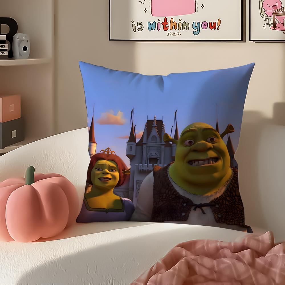 Hilarious Movie SShrek Cushion Cover Pillowcase Short Plush Invisible Zipper Room Sofa Cushion Cover