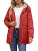 2025 Women’s Water-Repellent Hooded Trench Coat with Striped Lining - Plus Size Available