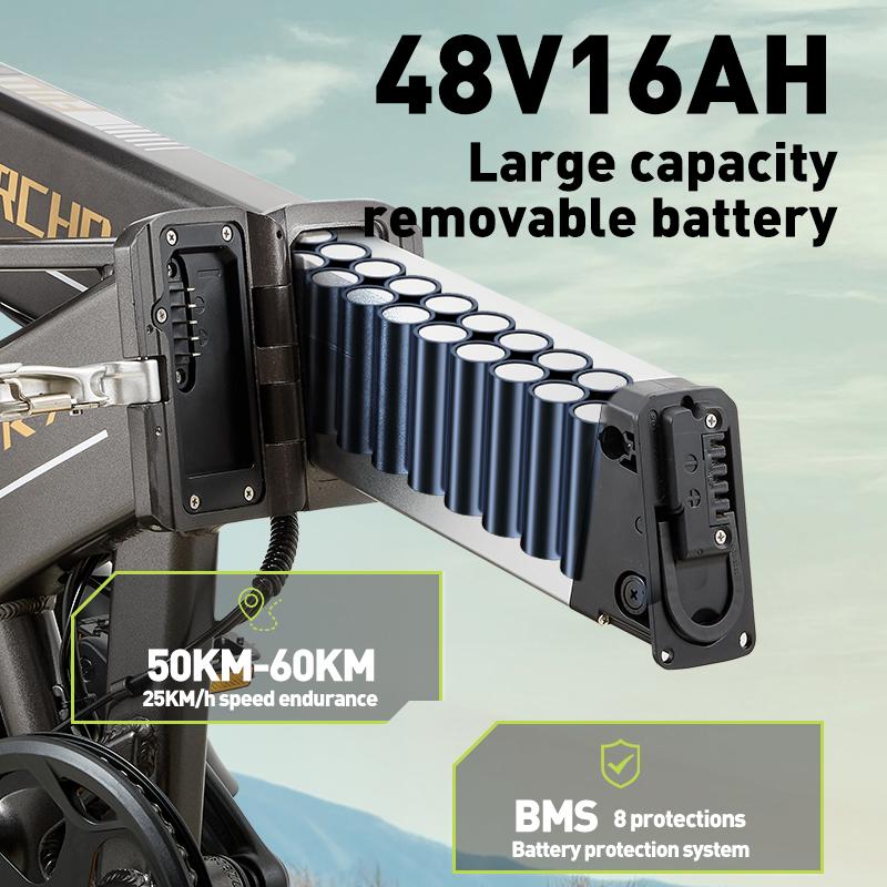 BURCHDA R7Pro Elektrofahrrad 20" Fat Tire E-Bike 48V/16Ah Akku 7 Gang E-Mountain Schnee Fahrrad Erwachsene Urban City Klapprad