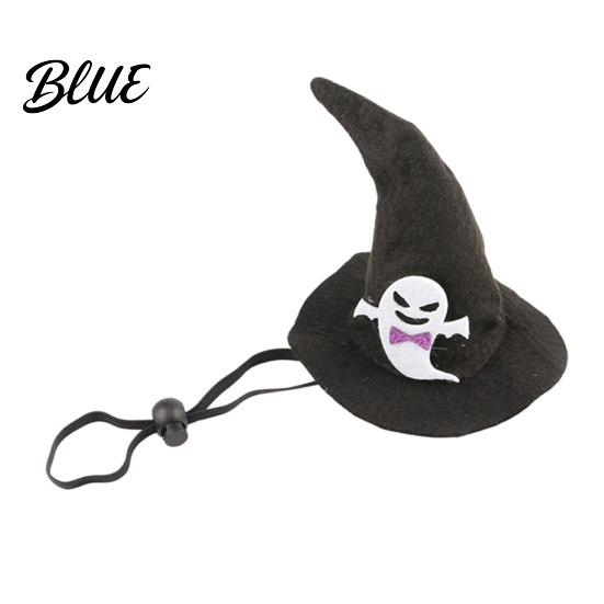 Pet Holiday Outfit Accessory Halloween Cat Witch Hat Fun Hat with Adjustable Elastic Strap Cartoon Ghost Pumpkin Bat Skull for Cats Small