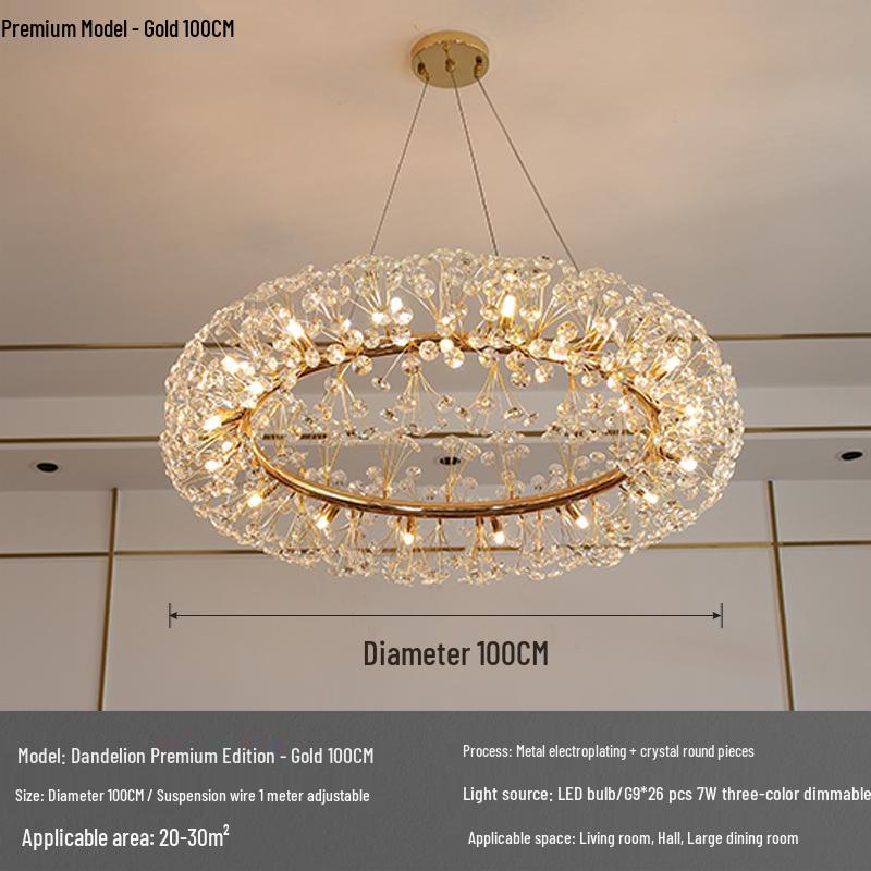 Modern Crystal Dandelion Chandelier for Living Room, Bedroom, or Dining Room - 2025 Style