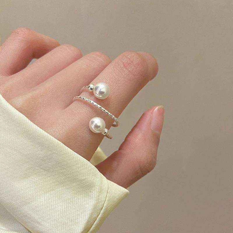 Real gold electroplated pearl zircon splicing butterfly ring exquisite and beautiful ring French temperament ring jewelry