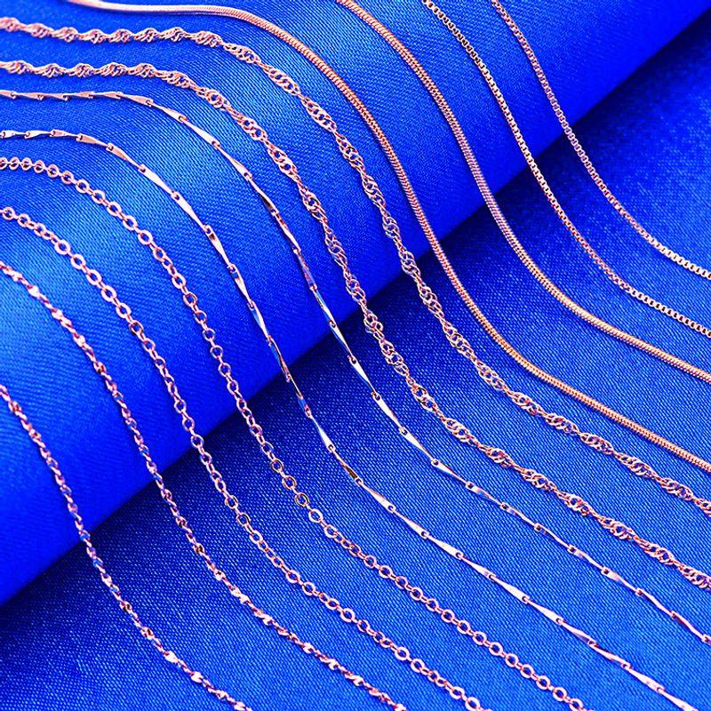 

Qiao Lanxuan Imitation Silver Accessories Rose Gold Necklace Ladies Box Melon Seeds Water Wave Chain Clavicle Chain without Pendants [Rose gold] water wave chain 45cm