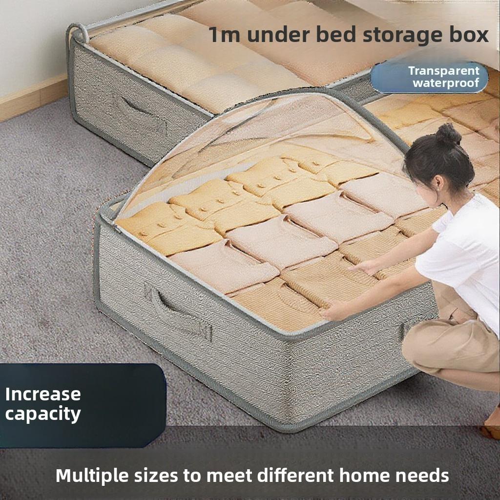 Bed Under Clothes Storage Bin With Lid Foldable Nonwoven Fabric For Bedroom Organization