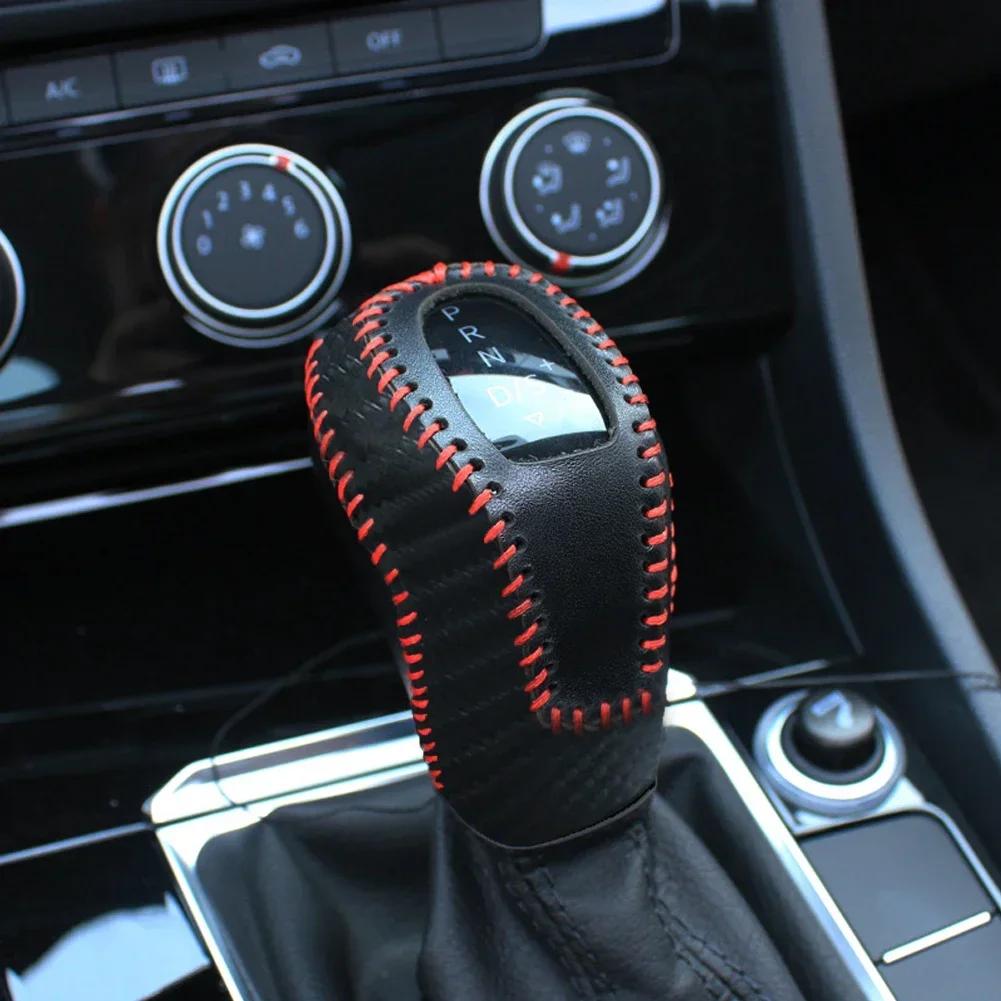 Schalthebelknauf Kopf Abdeckung Hülle Kohlefaser Autozubehör Für Volkswagen Sagitar Tacqua Tayron Polo Plus Tcross 2019-2024