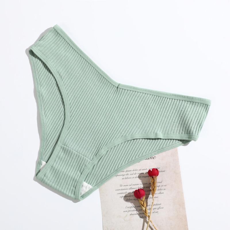 12pcs/lot Threaded Women's Underwear Made of Pure Cotton with Triangular Lifting and Breathable Mid Size Panties