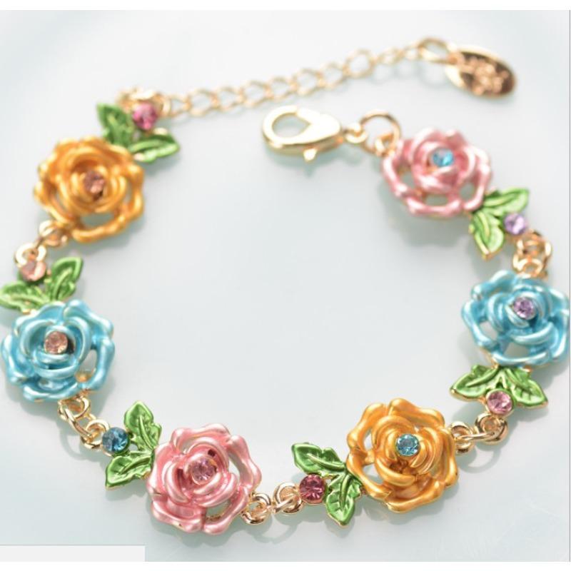 Accessoires: Rozenbloem Armband en Ketting. Retro Legering Etnische Stijl Sieraden. Overdreven Armband.
