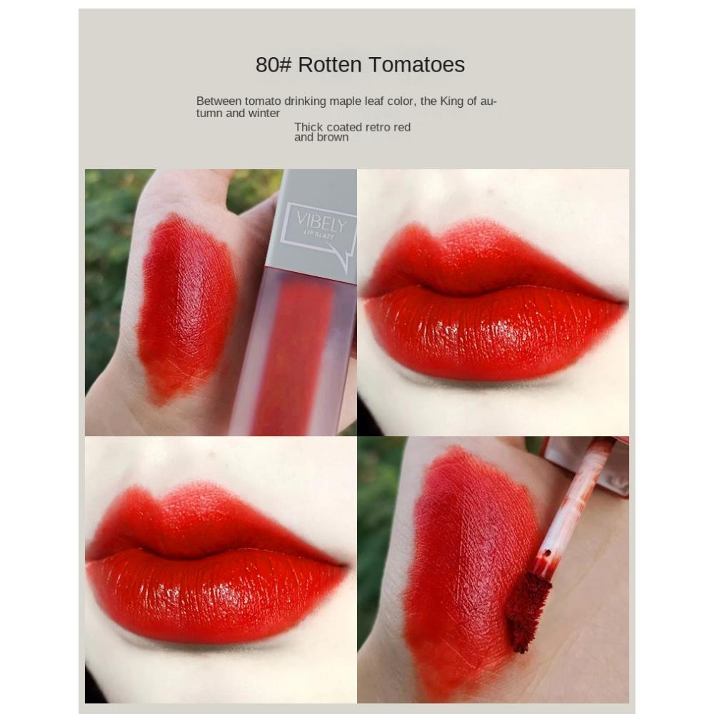 VIBELY Clear Frosted Mirror Women's Aqua Lip Glaze Set of 5 Matte Matte White Non-Stick Lip Glazes