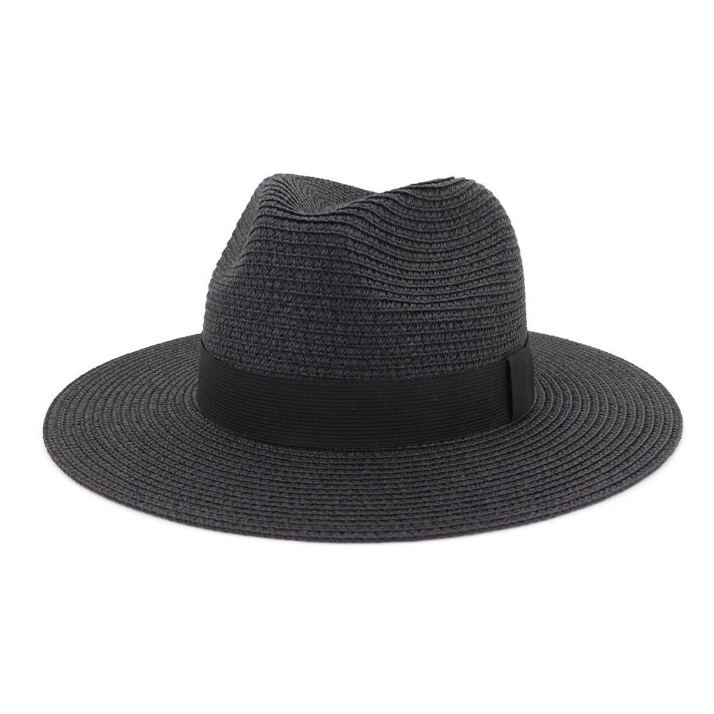 

Large Size 60CM Summer Panama Hats For Women Men Wide Brim Beach Jazz Hat Cooling Ladies Sun Straw Hat 52-54cm чорний