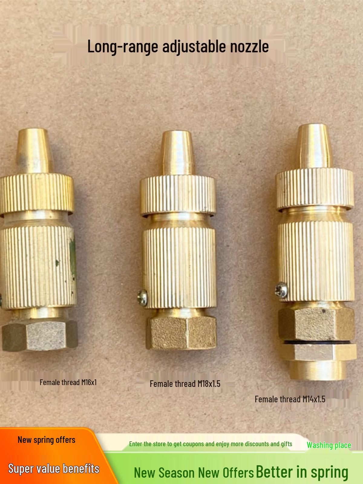 

Adjustable Long-Range All-Copper Nozzle for Agricultural Spraying and Car Washing A Long-Range Nozzle (M16x1 Interface) - 1.3mm