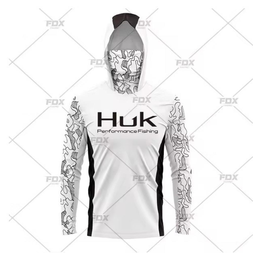 Tuta da pesca HUK integrata con maschera con cappuccio per sport all'aperto transfrontaliera, leggera e sottile, protezione solare, manica lunga, tuta da pesca Luya