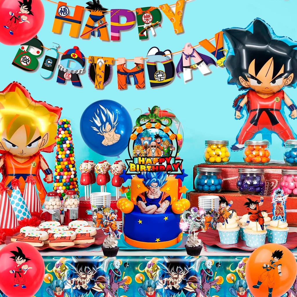 Cartoon Party Supplies, Anime Birthday Party Decorations  Tableware Set Including Anime Birthday Plates Tablecloth Balloon Banner Etc
