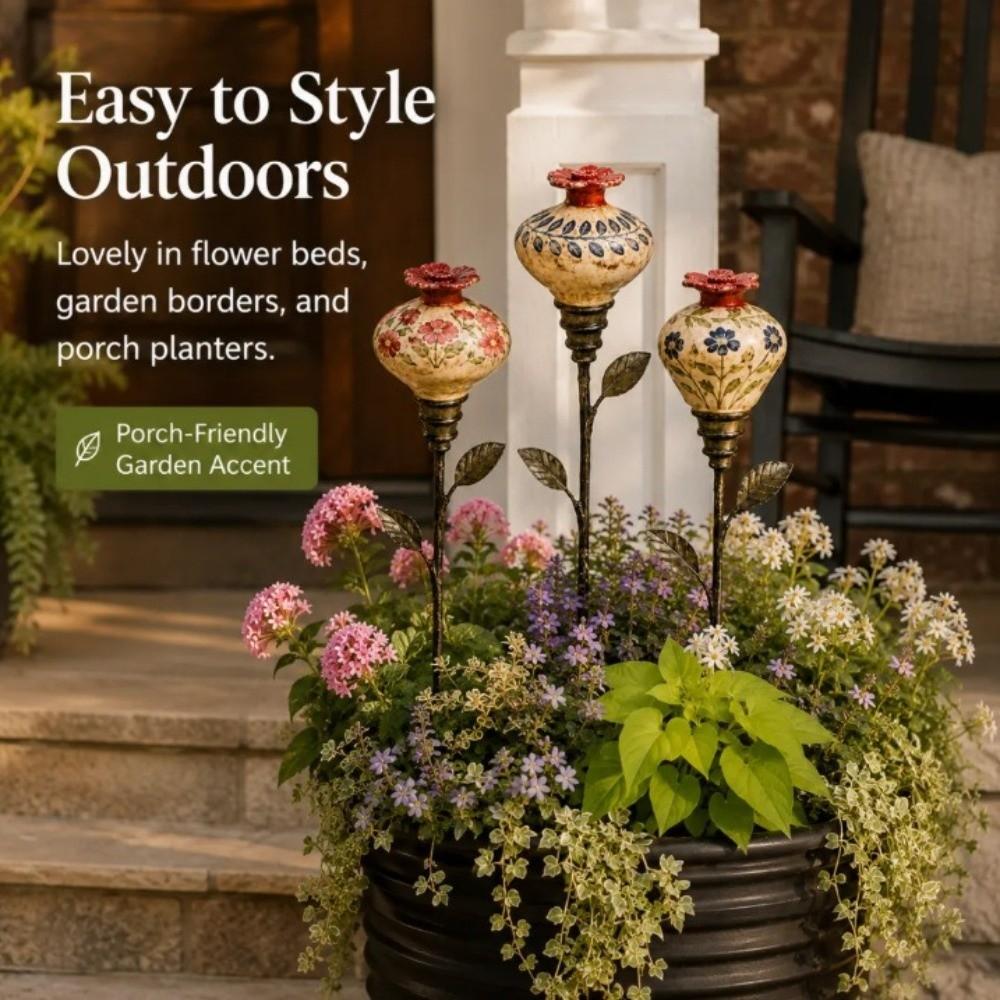 Ground Stake Hummingbird Feeder Ceramic Hummingbird Nectar Station  Patio Flower Bed