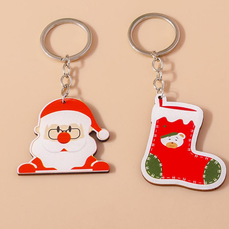 Cute Christmas Key Chain Snowman Santa Claus Key Ring Pendant for Car Key Holder Women Girls Handbag Decor DIY Jewelry Gift