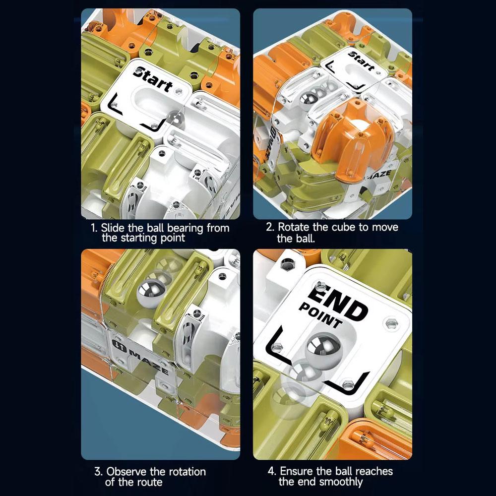 3D Magic Cube Rotating Ball Maze Track Balanced Toy Kids Educational Fidget Labyrinth Beads Puzzle Game Antistress 3X3 Mini Cube