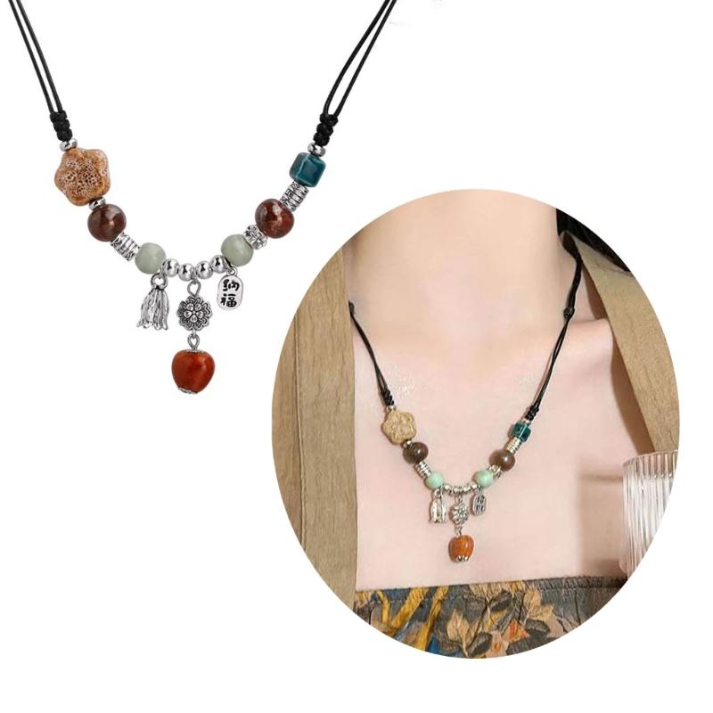 Keramikperle Wassertropfen Anhänger Choker Verstellbare Größe Böhmisches Halsband Damen
