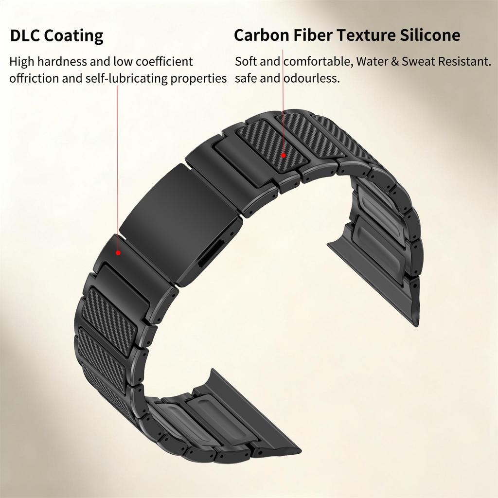 Carbon Fiber Silicone + Titanium Band for Apple Watch Ultra 3 2 49mm Magnetic Clasp Watchbands Straps Fot Series 11 10 9 8 & SE