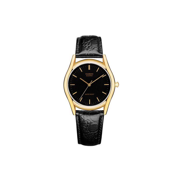 Casio Standard Series Fashion Business Casual Classic Quartz Watch Leather Strap Men watches Black MTP-1094Q-1A Black Dial