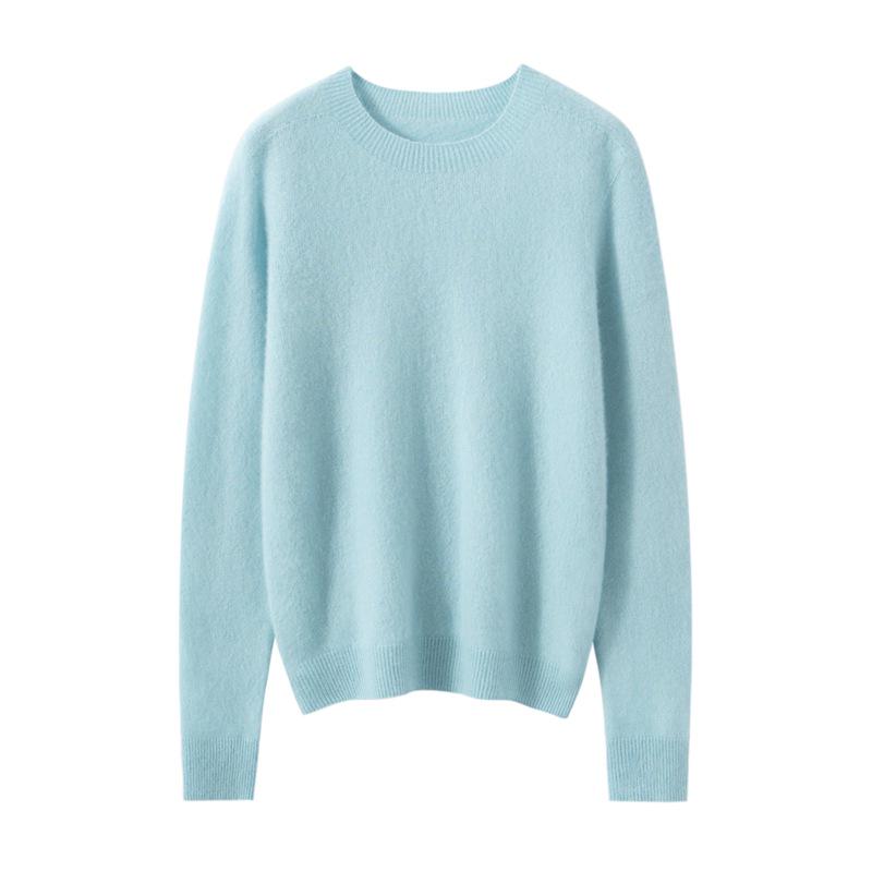 Women's Solid Color Cashmere Round Neck Loose Pullover Base Layer Sweater