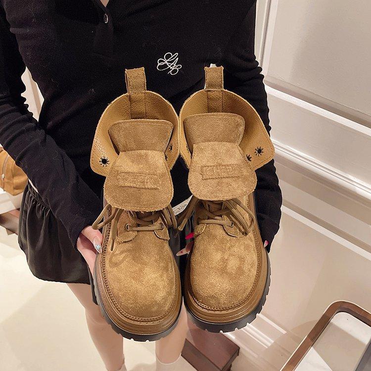 Cowhide version Martin boots women's 2025 new autumn British versatile and thin thick soles increase height small short boots women