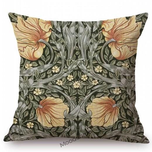 Klassisk Morris Blomster Blomstermønster Pimpernel Rød Gul Rosa Blå Hjem Dekorativ Kunst Sofa Putetrekk Lin Putetrekk