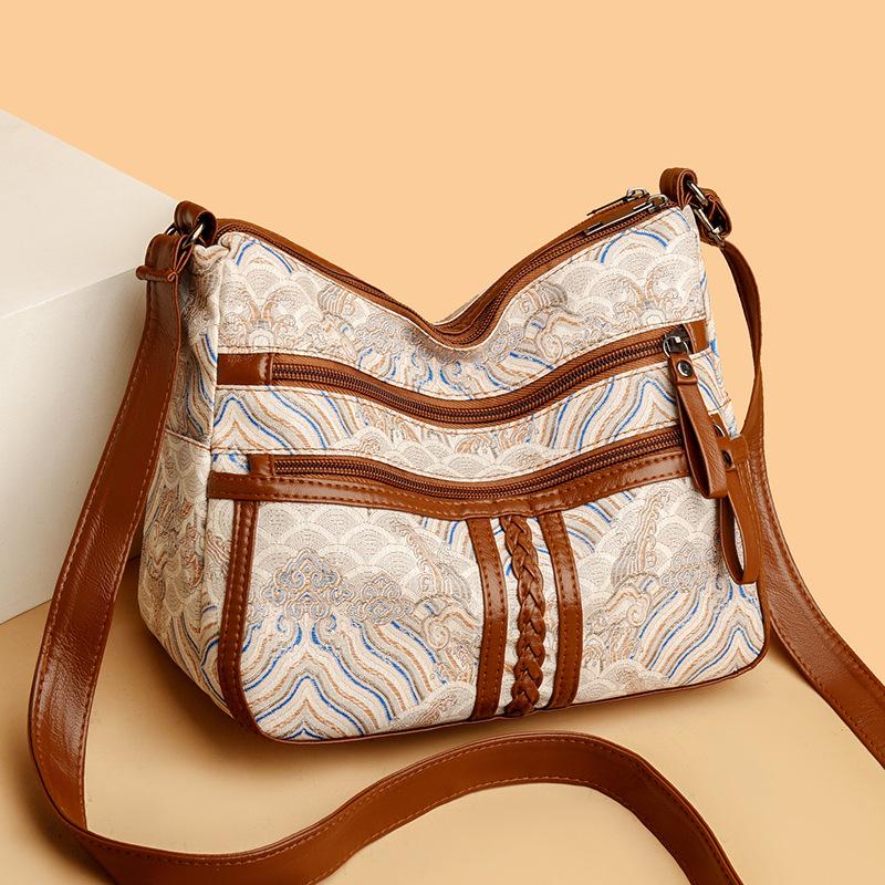 Crossbody bag retro fashion splicing simple shoulder bag