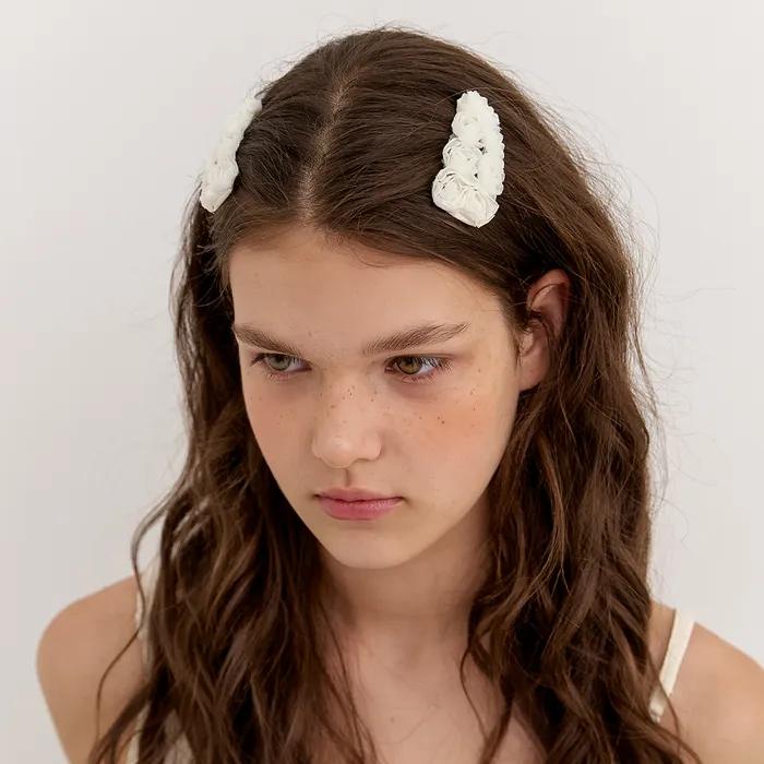 [SET] rosy bloom hair pin - ivory