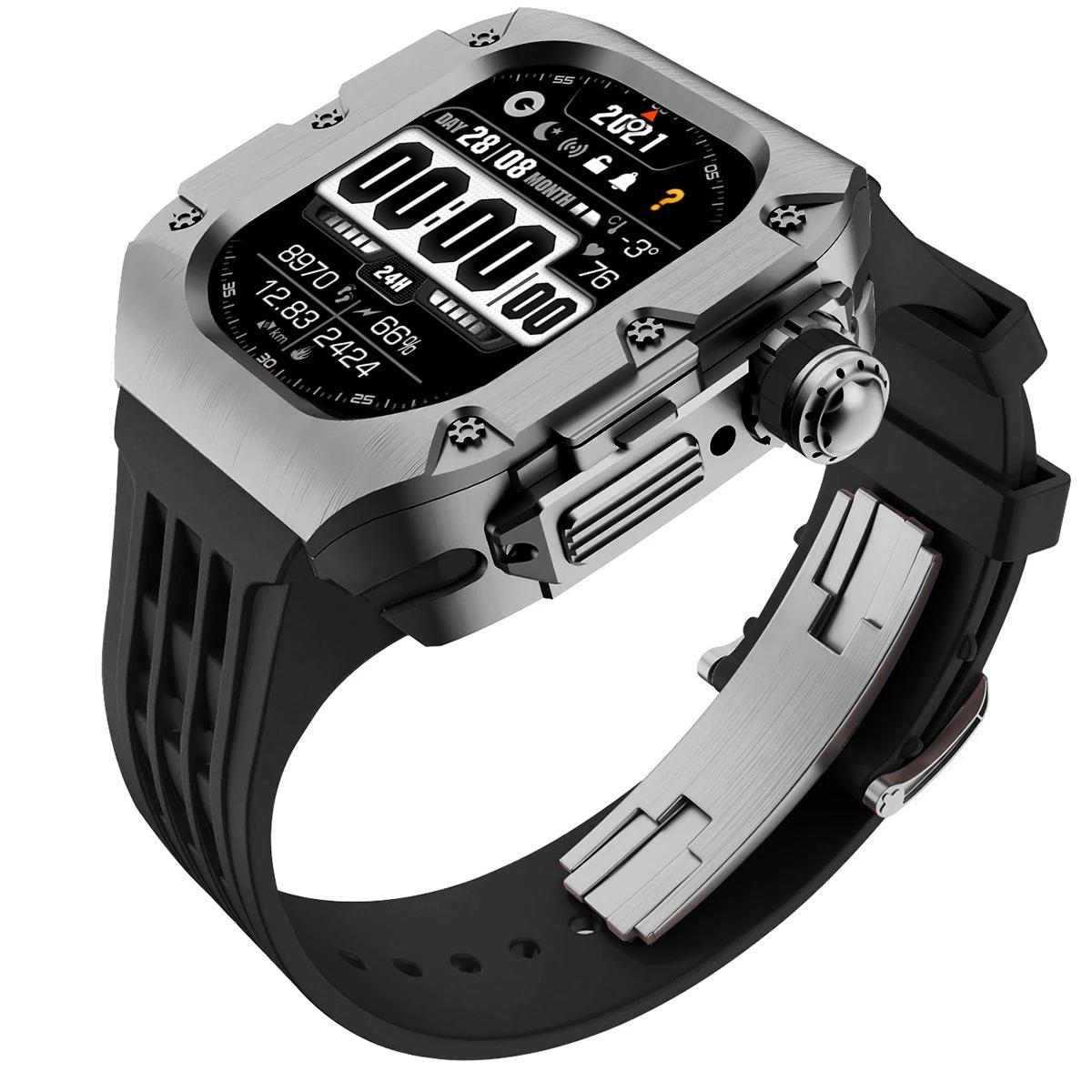 

Розкішний комплект для модифікації з нержавіючої сталі для Apple Watch Ultra 3 2 1 49 мм Корпус Ремінець для Iwatch 9 8 7 6 SE3/2/1 5 4 44/45 мм Mod 44mm Series SE3