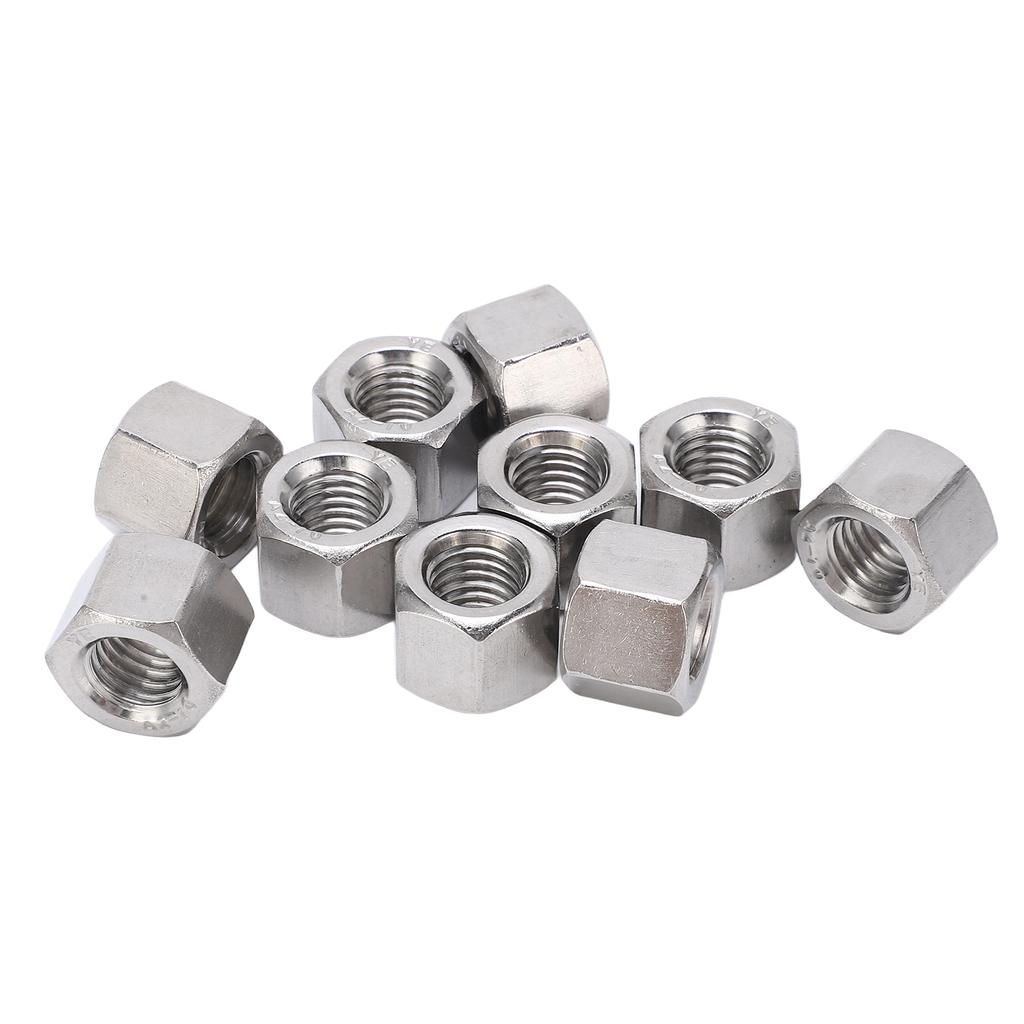 10Pcs Coupling Nut Hex M12 Stainless Steel Rod Connector Nut Female Thread Fastener